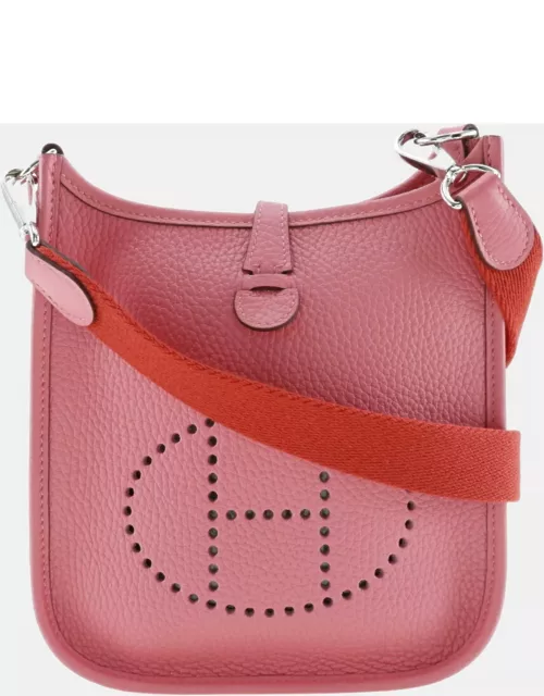HERMES Evelyne TPM Shoulder Bag Amazon Taurillon Clemence Rose Azalea Made in France 2020 Pink/Red Y Crossbody Snap Button EvelyneTPM Women'