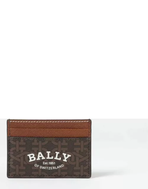 Bally credit card holder in grained leather and coated cotton