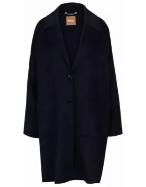 Melange relaxed-fit coat blended with wool- Dark Blue Women's Formal Coat