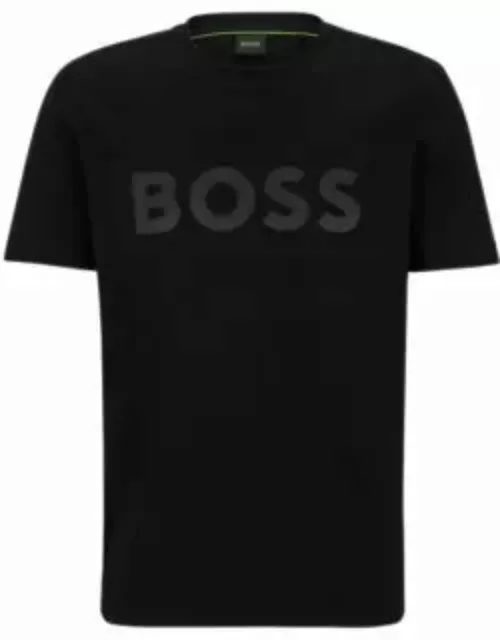 Cotton-jersey T-shirt with decorative reflective hologram logo- Black Men's T-Shirt