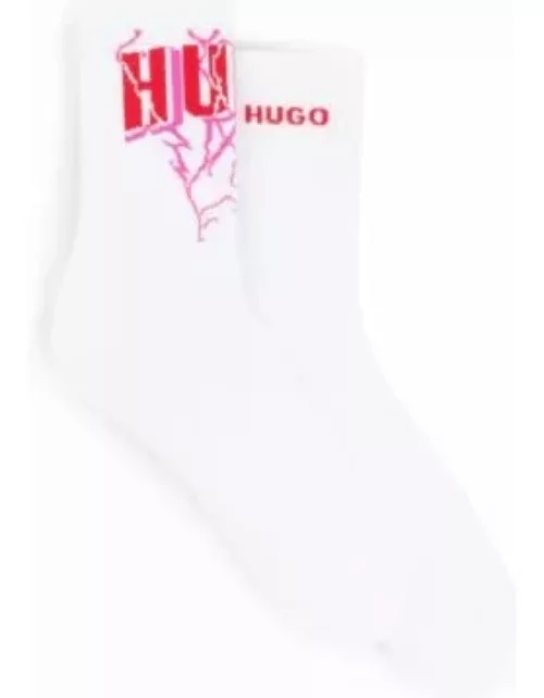 Two-pack of short socks with logos- White Women's Underwear, Pajamas, and Sock