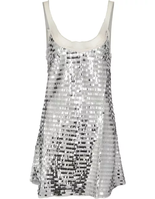 Free People Disco Fever Sequin-embellished Mini Dress - Silver - L (UK16-UK18 / L)