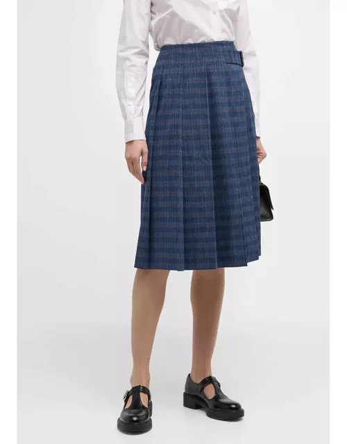 The Hutton Plaid Pleated Midi Skirt
