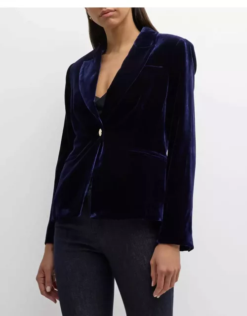 The Veronica Single-Button Velvet Suit Jacket