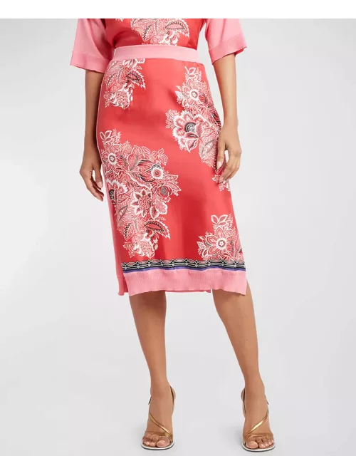 Bandana Print Silk Knit Combo Skirt