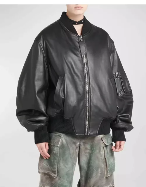 Anja Leather Bomber Jacket