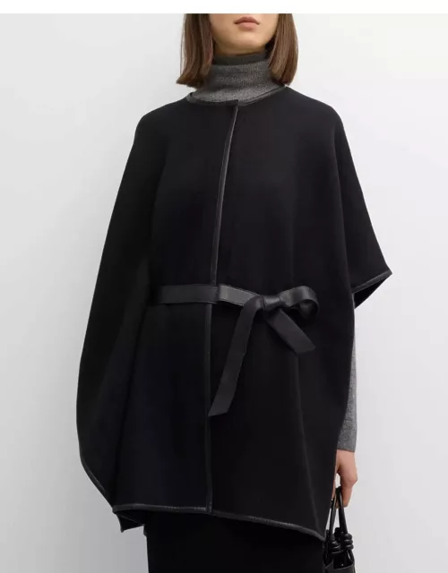Cashmere & Leather Belted Cape