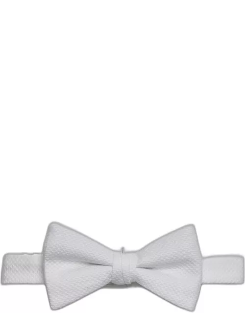 JoS. A. Bank Men's Solid Pique Pre-Tied Bow Tie, White, One