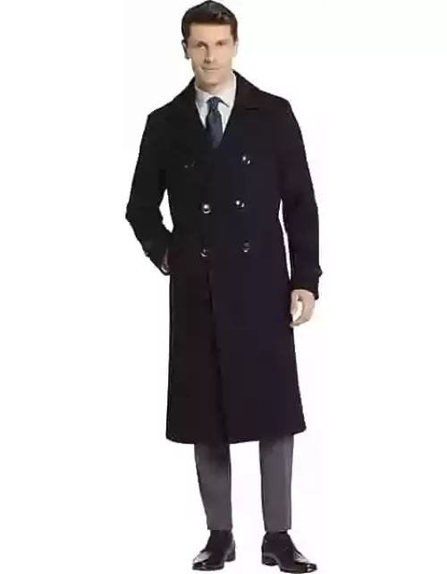 London Fog Men's Classic Fit Double Breasted Officer's Coat Black Solid