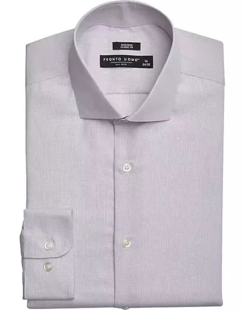 Pronto Uomo Men's Classic Fit Spread Collar Dress Shirt Lavender Check
