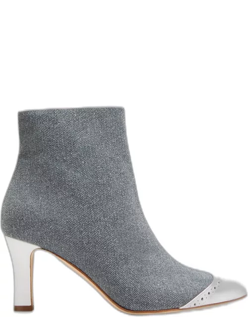 Botagatha Denim Perforated Ankle Bootie