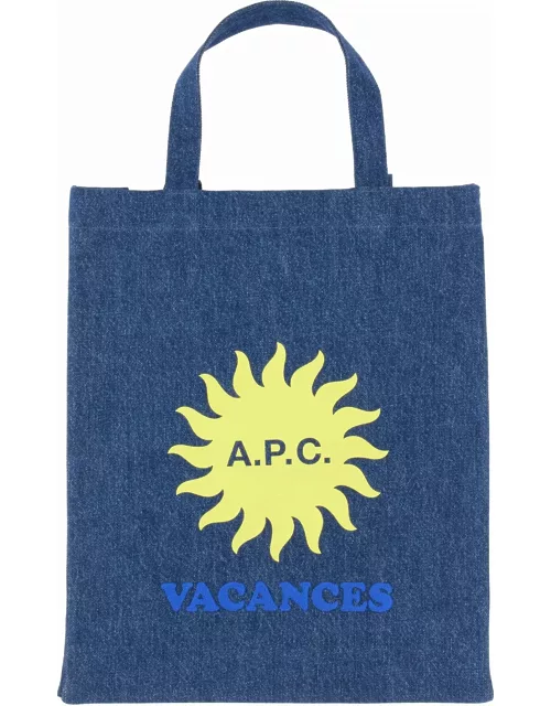 A.P.C. Denim Tote Bag With Print