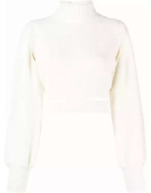 Roll-neck cropped knit jumper