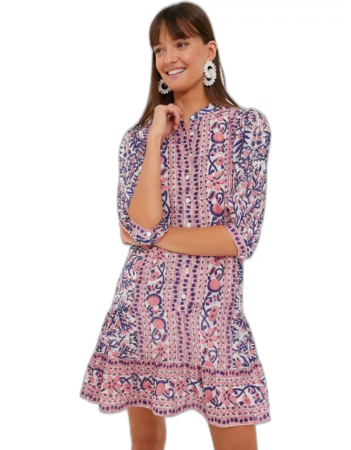 Pink and Navy Floral Piper Mini Dres