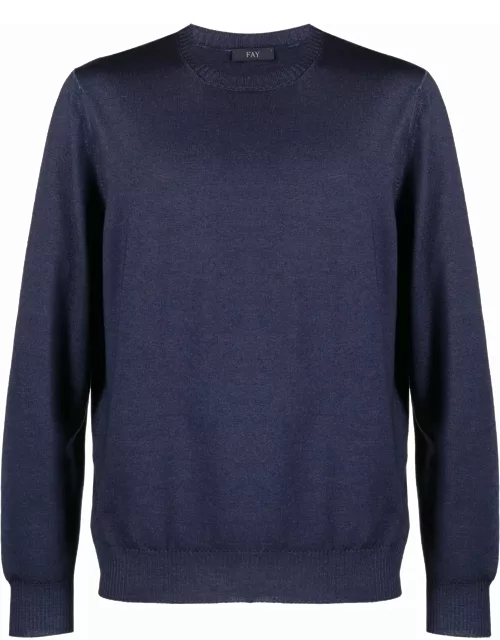 Fay Navy Blue Virgin Wool Jumper Sweater