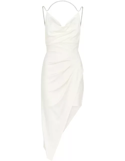 Alice + Olivia Coral Embellished Satin-jersey Midi Dress - Off White - 6 (UK10 / S)