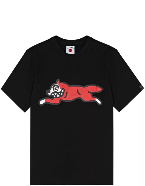 Ice Cream Running Dog Printed Cotton T-shirt - Black