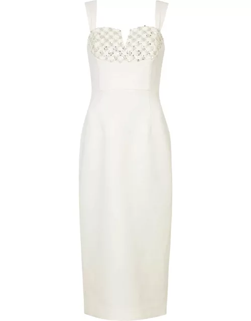 Rebecca Vallance Blanche Embellished Midi Dress - Ivory - 12 (UK12 / M)