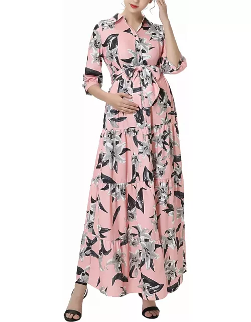 Maternity Cora Floral Button-Front Maxi Dres