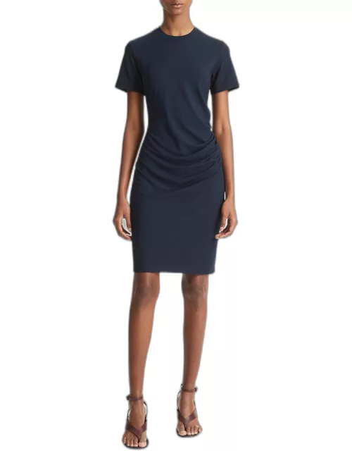 Short-Sleeve Ruched Mini Dres