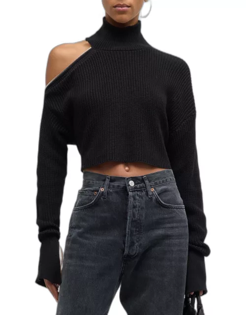 Neumi Cut-Out Turtleneck Cropped Sweater