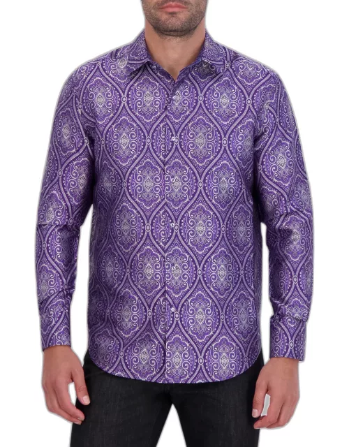 Men's Sovereignty Patterned Silk Button-Down Shirt
