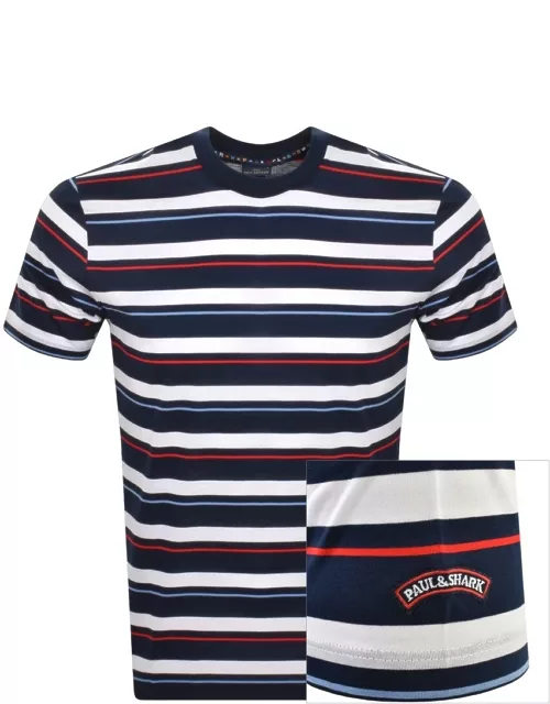 Paul And Shark Stripe T Shirt Navy
