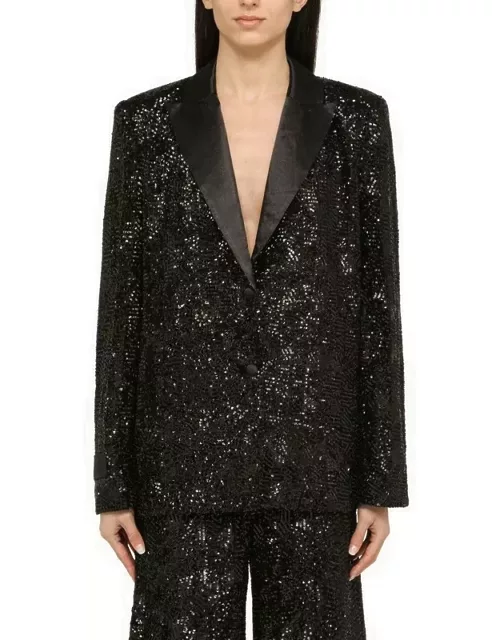 Black single-breasted jacket with sequin