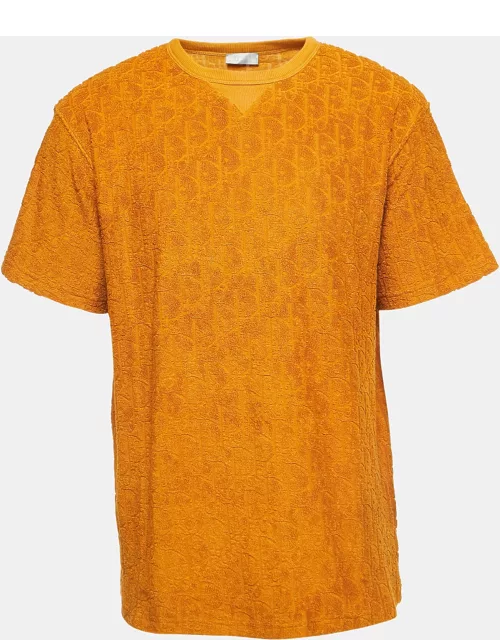 Dior Mustard Yellow Oblique Jacquard Terry Cotton Relaxed Fit T-Shirt
