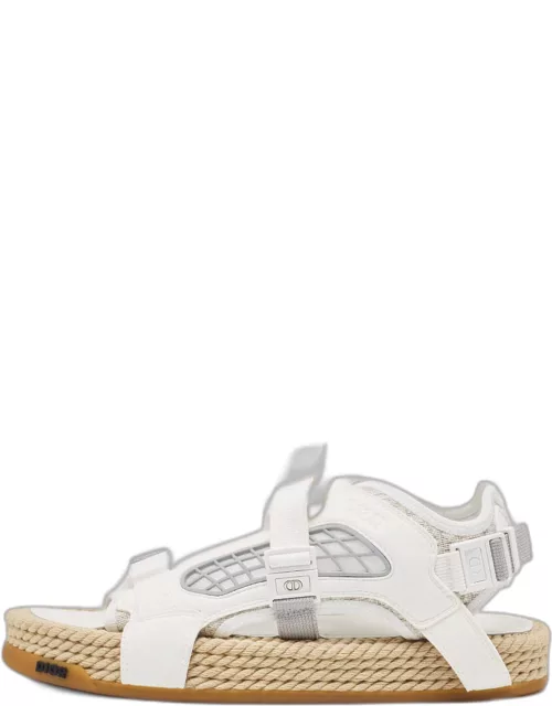 Dior White Canvas and Suede Atlas Sandal