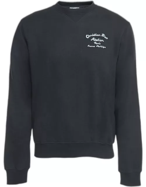 Dior Homme Black Logo Embroidered Crew Neck Sweatshirt
