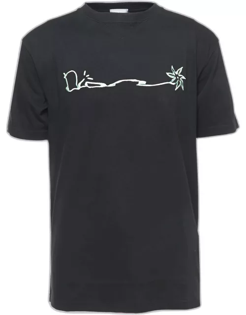 Dior X Cactus Jack Black Embroidered Crew Neck T-Shirt