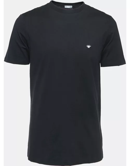 Dior Homme Black Bee Embroidered Cotton Crew Neck T-Shirt