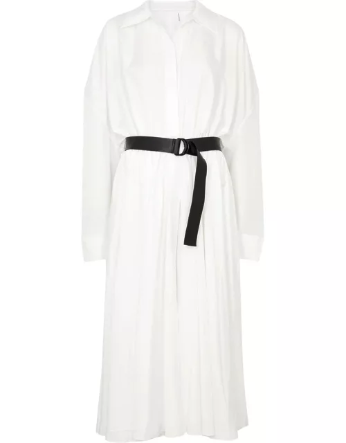 Norma Kamali Belted Matte Satin Shirt Dress - White - L (UK14 / L)