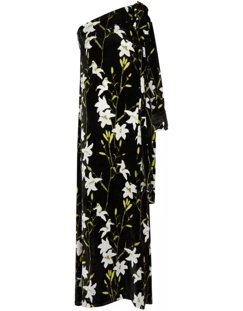 Bernadette Nel Floral-print Velvet Maxi Dress - Black - 36 (UK8 / S)