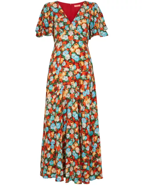 Kitri Tallulah Floral-print Midi Dress - Blue - 10 (UK10 / S)