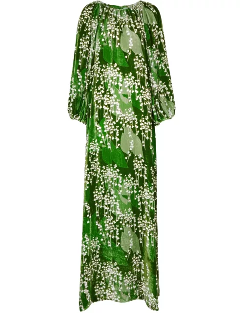 Bernadette Georgina Floral-print Velvet Maxi Dress - Green - 36 (UK8 / S)