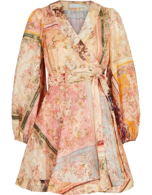 Zimmermann Floral-print Linen Wrap Mini Dress - Multicoloured - 3 (UK 14 / L)