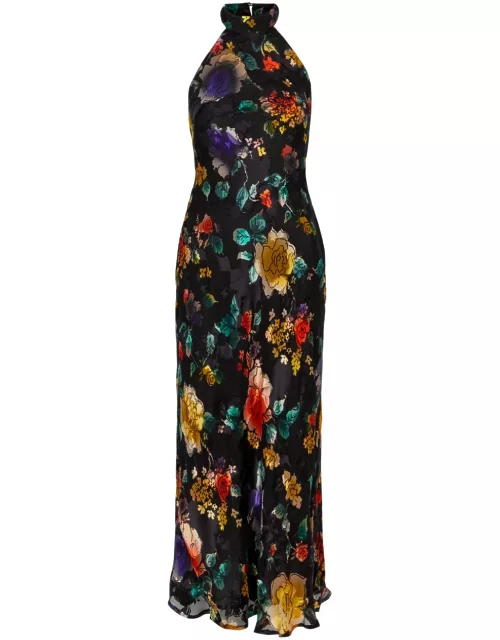 Rixo Pearl Floral-print Chiffon Midi Dress - Black - 16 (UK16 / XL)