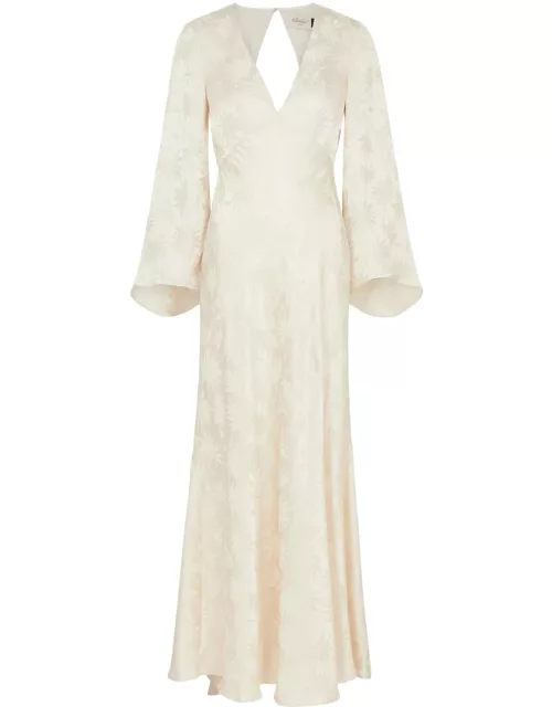 Rixo Rosabella Floral-jacquard Silk-satin Maxi Dress - Ivory - 8 (UK8 / S)
