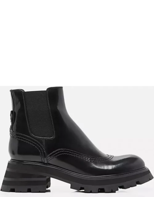 Alexander McQueen Chunky Polished Leather Chelsea Boot