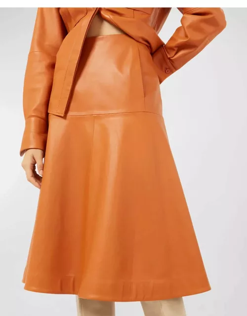 Alexa A-Line Leather Midi Skirt