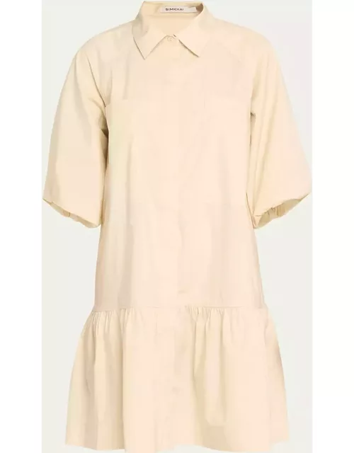 Crissy Puff-Sleeve Cotton Poplin Mini Shirtdres