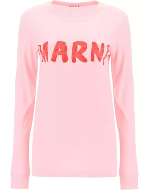 MARNI brushed logo long-sleeved t-shirt