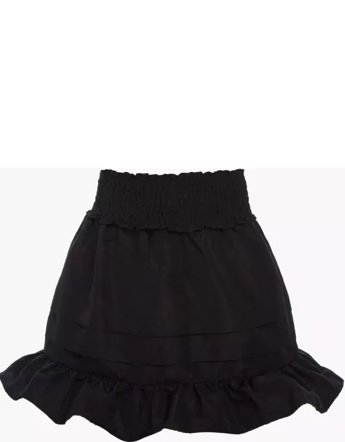 Black Diana Taffeta Smocked Skirt