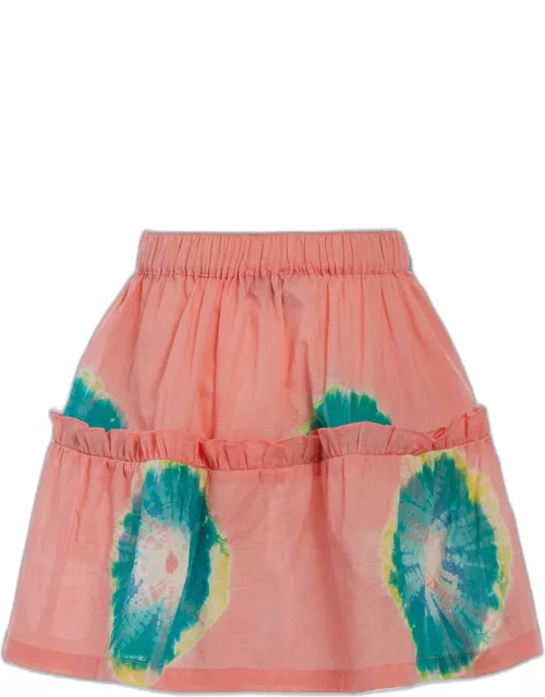 Pink Lourdes Tie Dye Tiered Mini Skirt