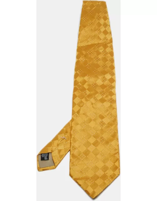 Giorgio Armani Yellow Patterned Silk Traditional Tie
