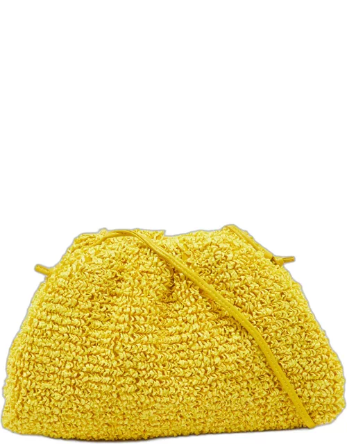 Bottega Veneta Yellow Curly Raffia and Leather Mini The Pouch Bag