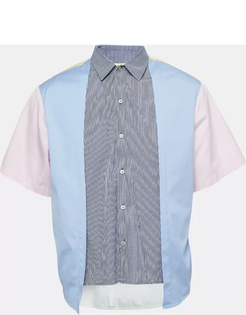 Dsquared2 Blue/Multicolor Colorblock Cotton Layered Shirt
