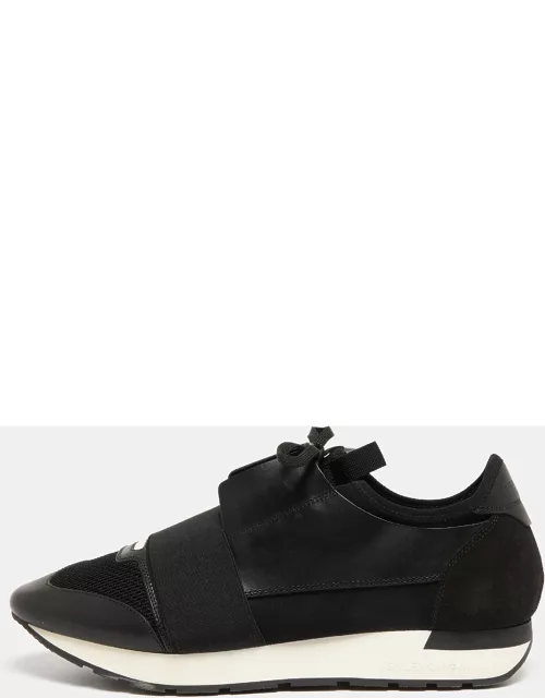 Balenciaga Black Leather and Fabric Race Runner Sneaker